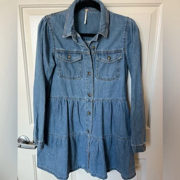 ff7 remake tifa blue dress Free People Sonora Denim Mini Dress